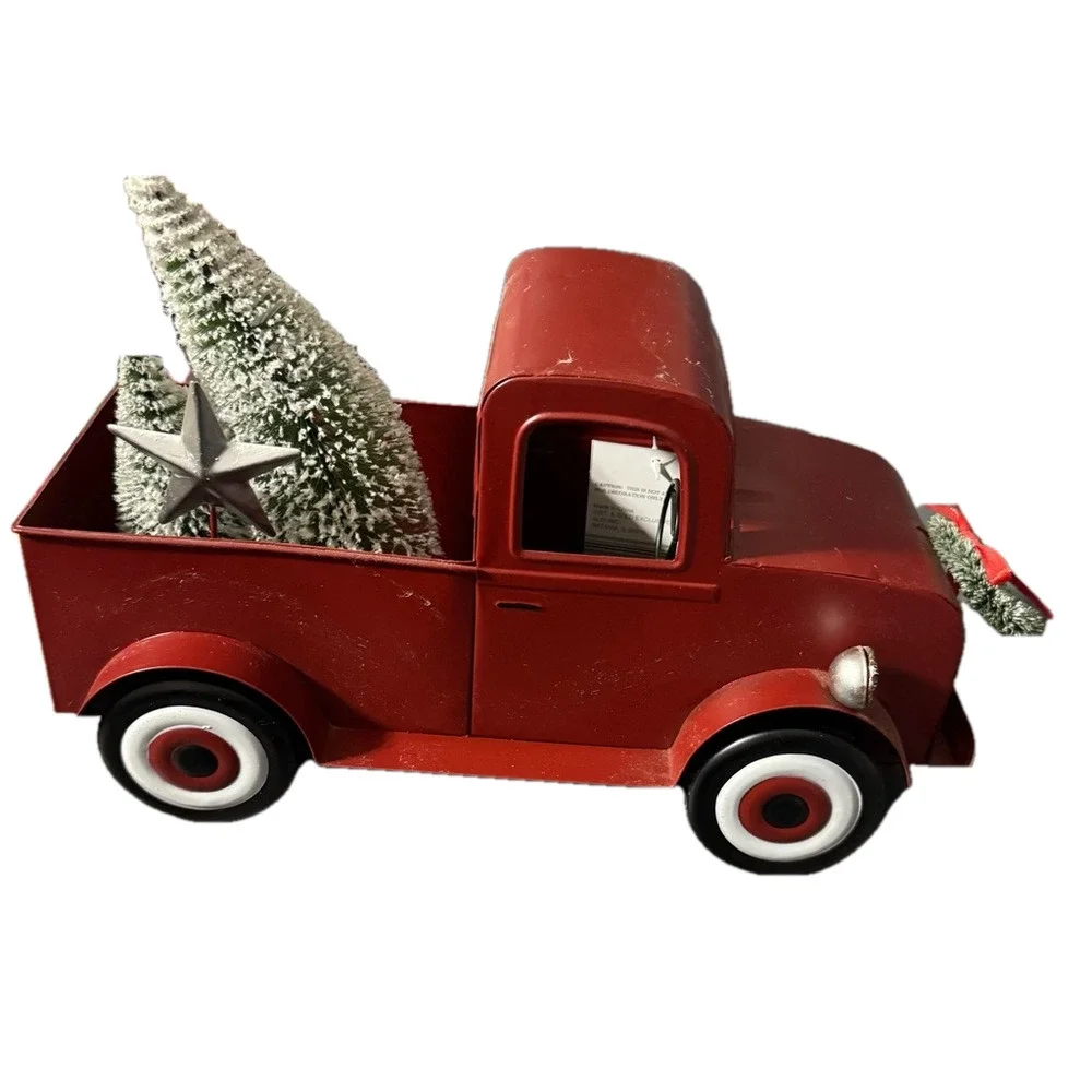 Merry Moments Red Vintage Decor with Christmas Tree Decor Holiday Charm
